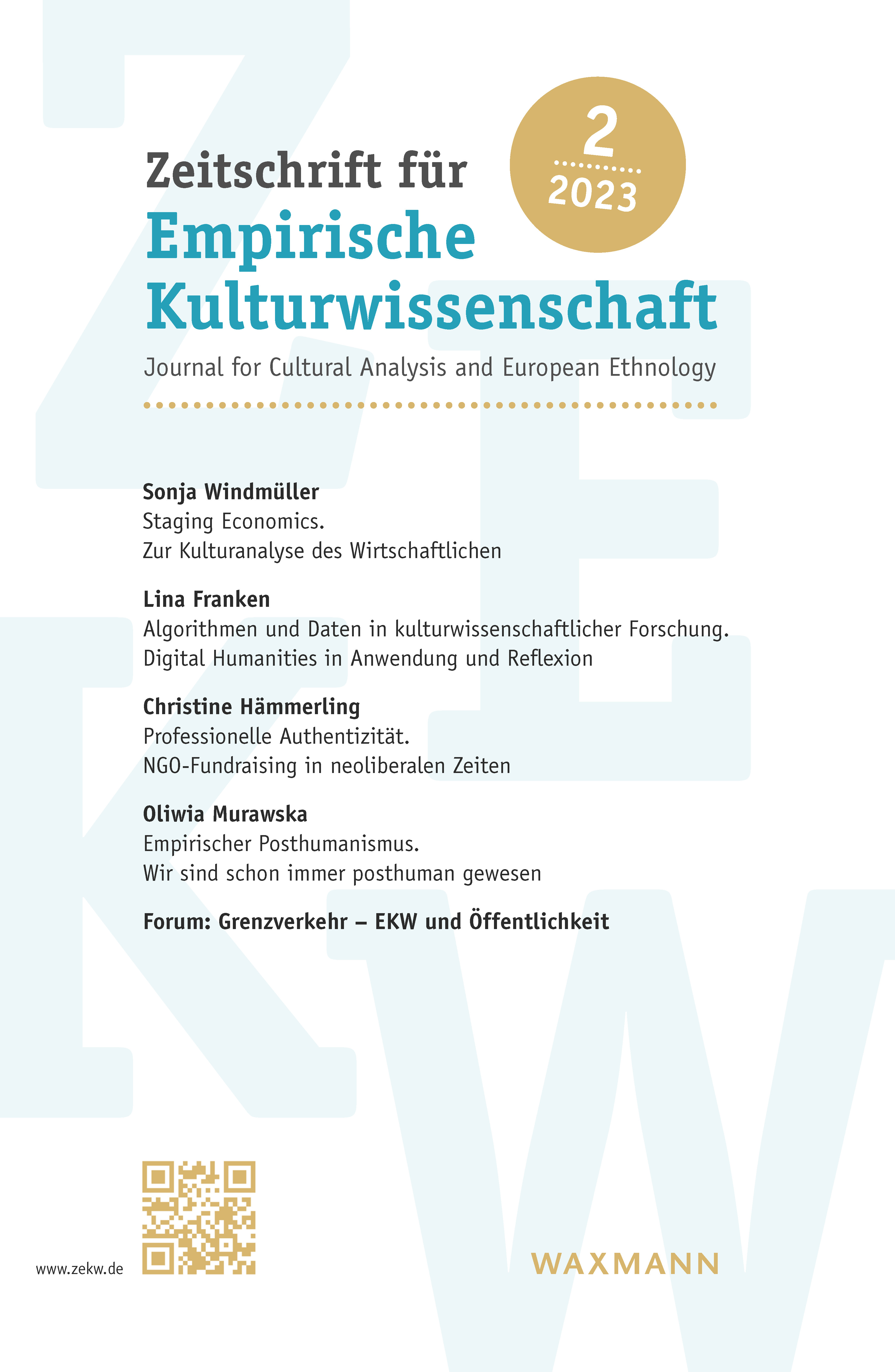 Cover der Zeitschrift für Empirische Kulturwissenschaft, Ausgabe 2, 2023